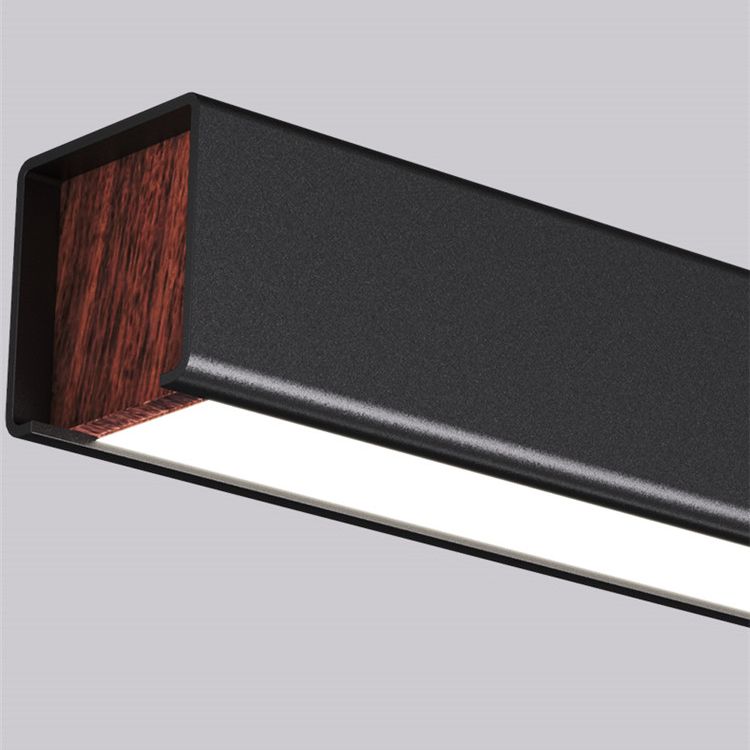 Black Metal Island Lights Modern Linear Restaurant LED Suspension Lamps with Acrylic Shade