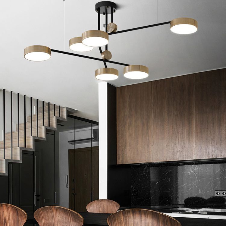 Gold Metall Pendelleuchte Licht aus der Mitte des Jahrhunderts modern