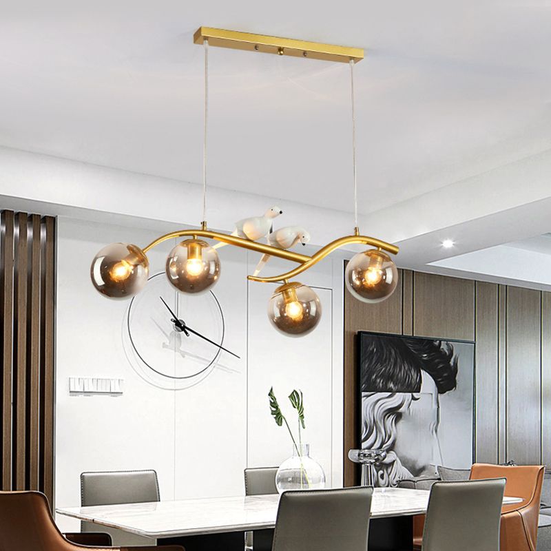 Contemporary Glass Island Lighting Fixture Creative Hanging Light for Dining Room