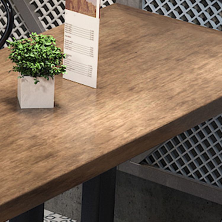 Metal Industrial Pedestal Dining Table Wood Top Table for Kitchen and Dining Room