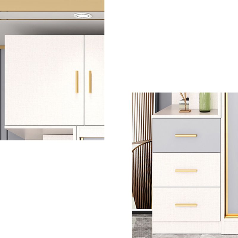 Coastal Style Wooden Wardrobe Cabinet Bedroom Sliding Doors Armoire