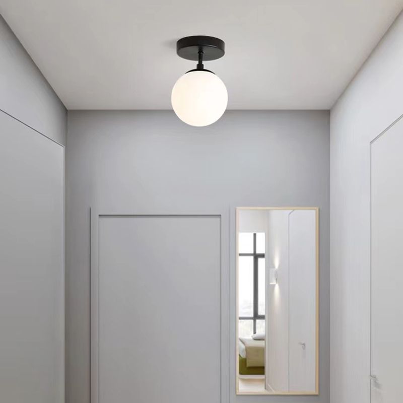 Contemporary Black Ceiling Light Globe Flush Mount Lighting for Home