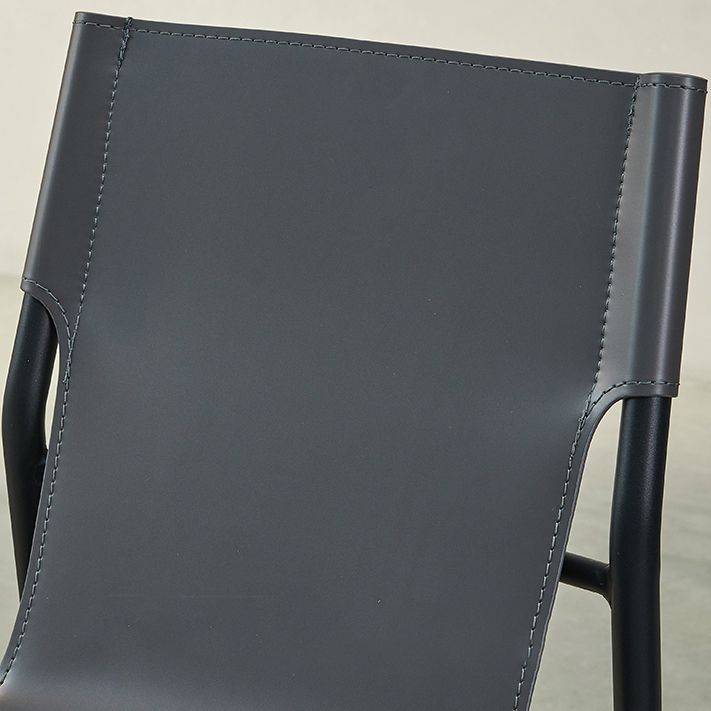 Minimalist Style Leather Dining Side Chair Armless Solid Back Chairs for Kitchen