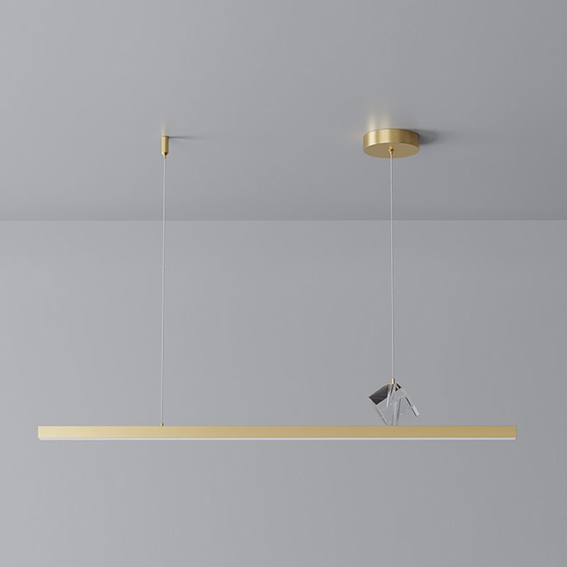 1 Light Linear Island Light Fixtures Modernism Crystal Island Pendant Lights for Kitchen