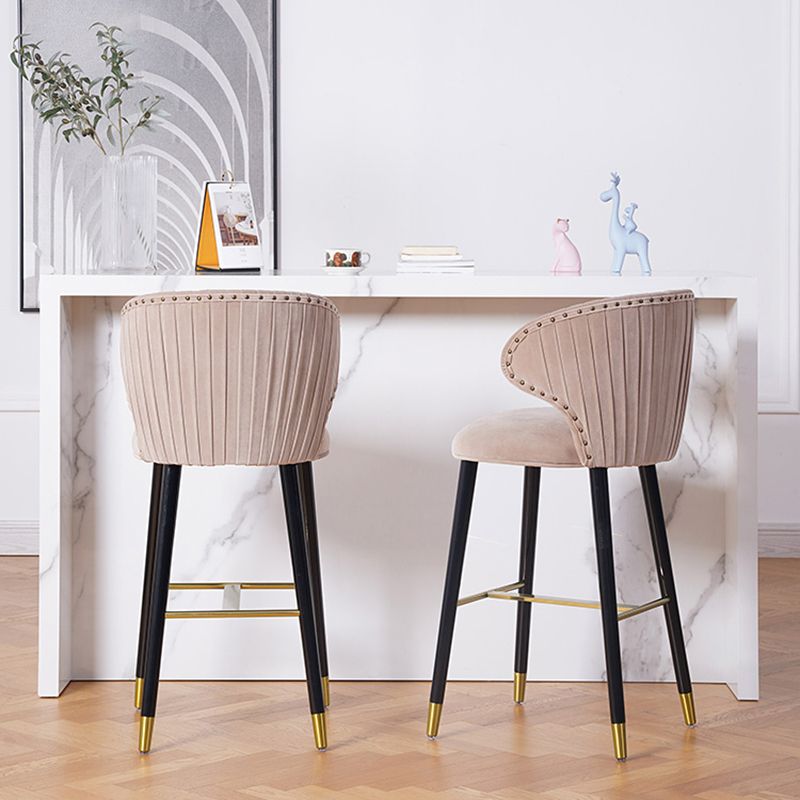Glam Backrest Bar Stool Upholstered Counter Stool for Bristol with Wooden Legs