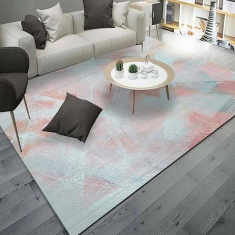 Light Pink Simple Rug Polyester Graphic Rug Non-Slip Backing Rug for Home Decor