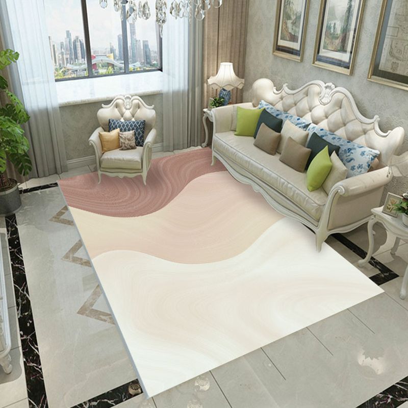 Contemporary Rug Polyester Abstract Print Carpet Stain Resistant Area Rug for Living Room