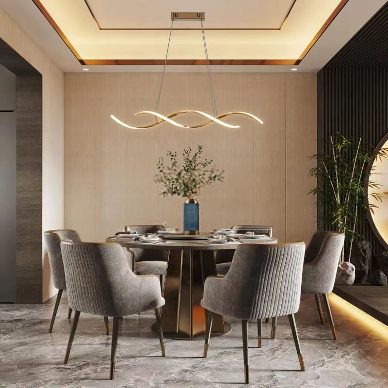 Ligera de forma lineal Luz moderna 2 luz LED colgante para sala de estar