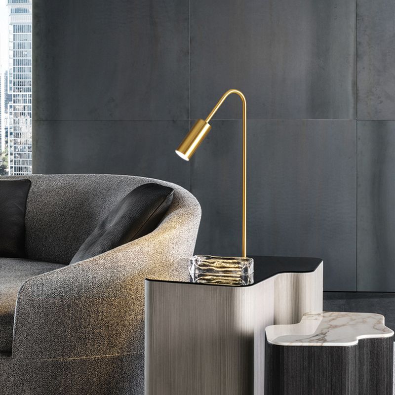 Brass Arc Table Lamp Modern Style 1 Light Table Light in Gold for Bedroom