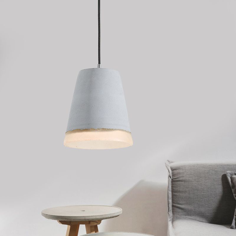 Cement Grey Hanging Lighting Cone/Bowl/Dome 1-Light Industrial-Style Resin Pendant Ceiling Lamp