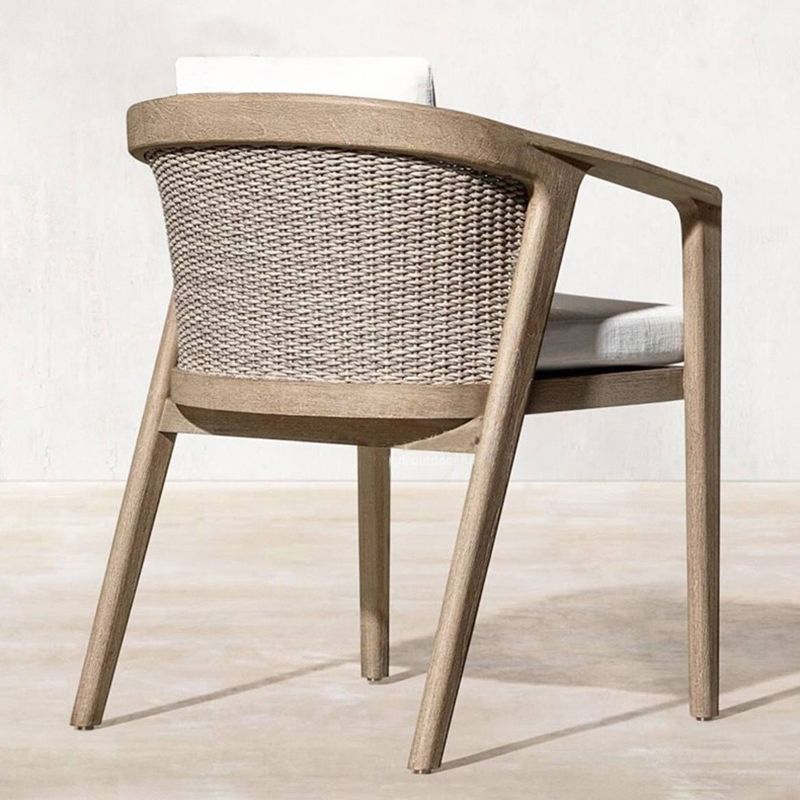 Solid Wood Patio Dining Chair Modern Upholstered Chairs in Brown