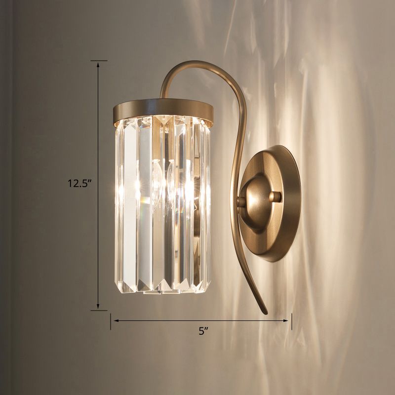 Zwaan nek wandlamp Moderne metalen wand sconce verlichte armatuur met cilindrische kristalschaduw