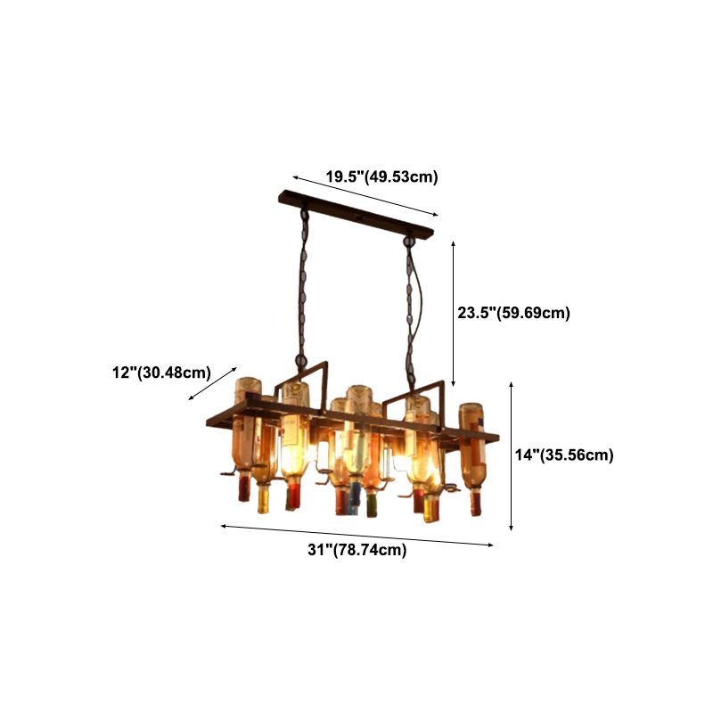 Household Glass Hanging Island Light Industrial Hanging Lighting Fixture for Dining Room