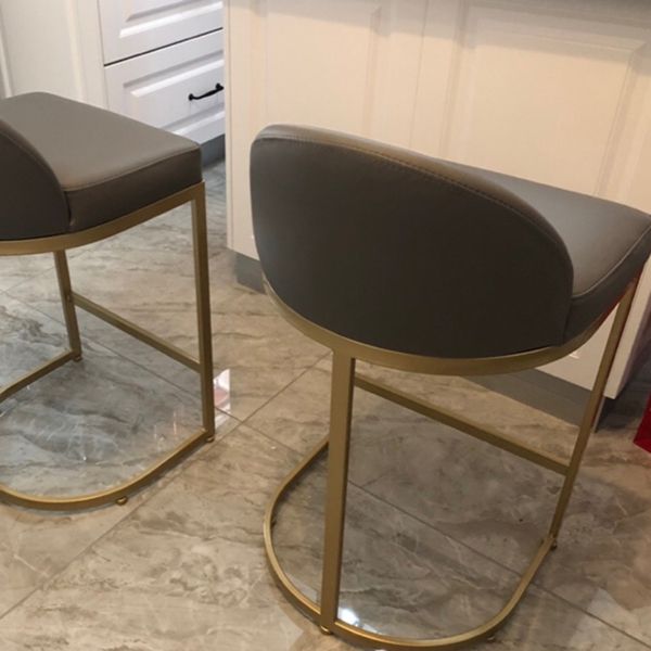 Glam Faux Leather Counter Height Stool Metal Bar Stool Bar Stool with Footrest
