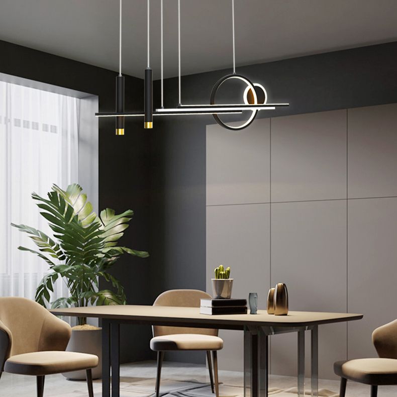 Idee per illuminazione dell'isola lineare contemporanea Kit di luce appesa in alluminio a LED per sala da pranzo