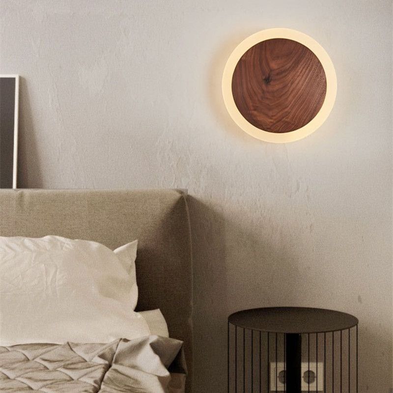 Geometric Shape Wood Wall Light Fixture Modern Style Wall Lamp for Living Room