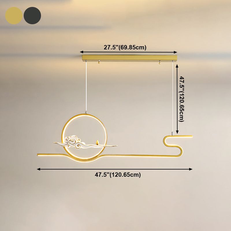 Modern Chandelier Linear Aluminum Island Chandelier Lights for Tea Room