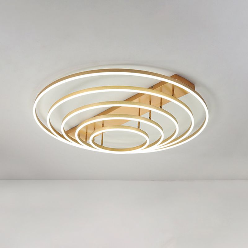 4/5 lagen taps toelopende roterende plafondlamp moderne metallic gouden hoepel LED semi -spoelbevestiging in warm/wit licht