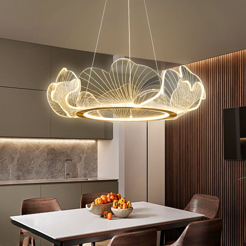 Circular Modern Style Pendant Light Fixture 1-Light Acrylic Ceiling Suspension Light
