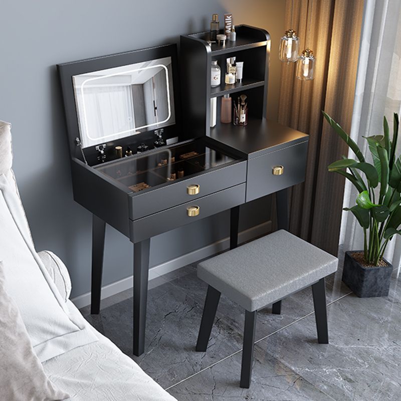 Modern Mirrored Glass Vanity Desk 3 Drawer Vanity Dressing Table