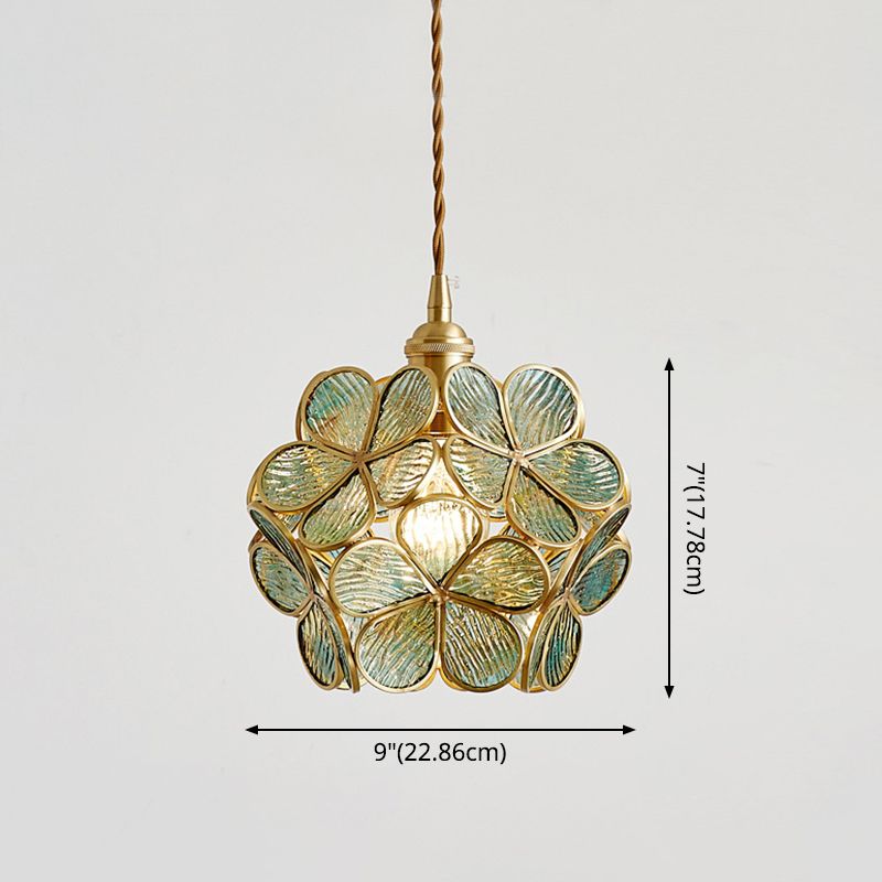 1 Light Flower Hanging Ceiling Light Nordic Style Metallic Down Lighting Pendant for Restaurant