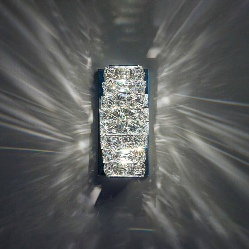 Modern Luxury LED Wall Sconce Crystal Rectangular Wall Lamp for Bedroom