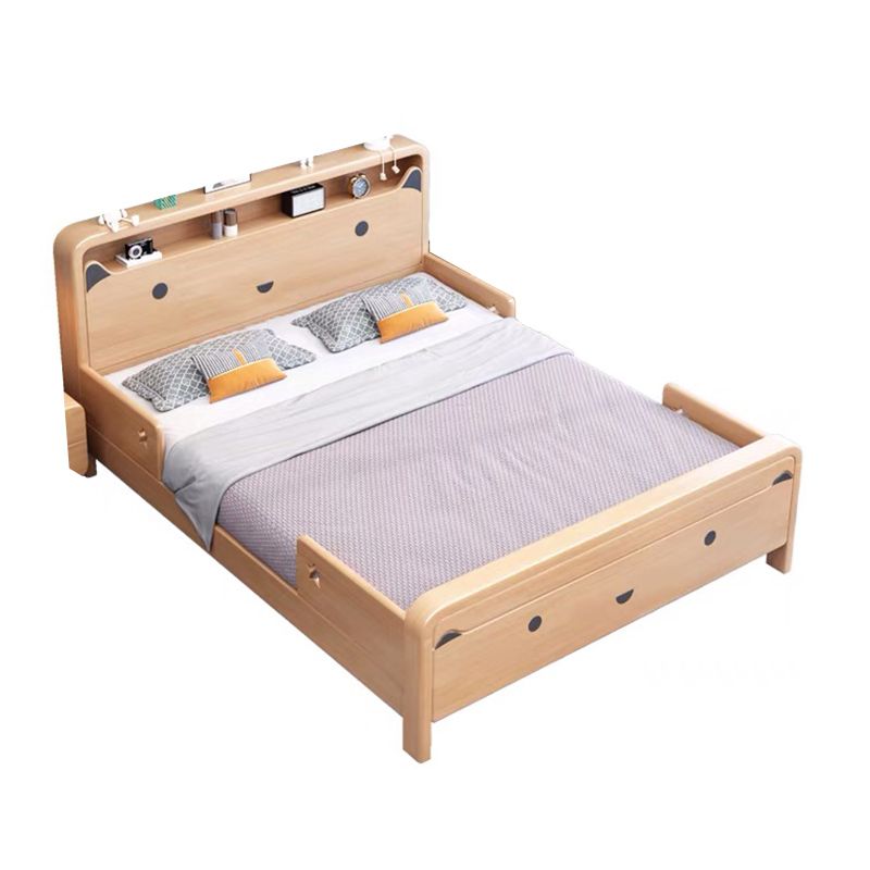 Scandinavian Rectangular Panel Headboard Standard Bed with Legs