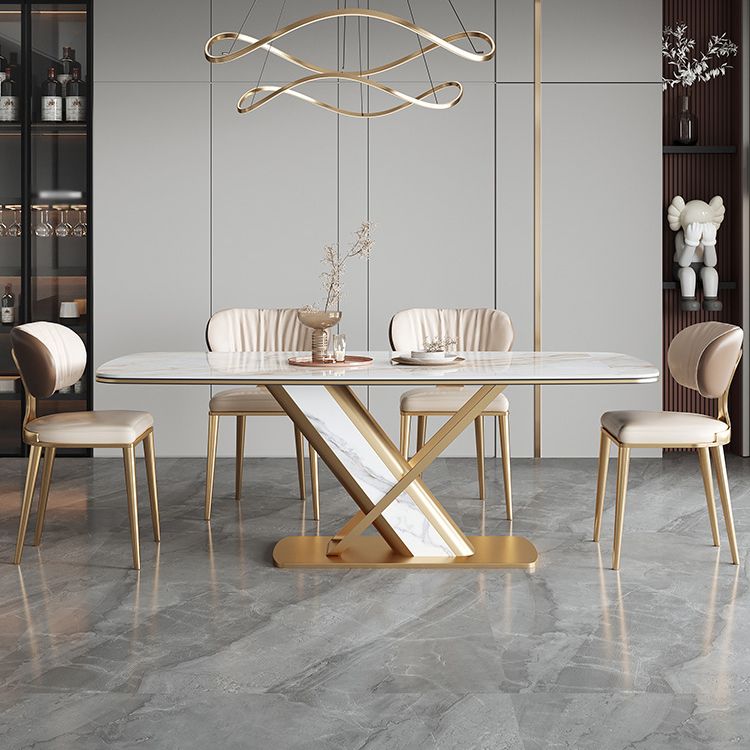 Luxury Sintered Stone Dining Set 1/4/5/7 Pieces Rectangle Kitchen Table with Chairs