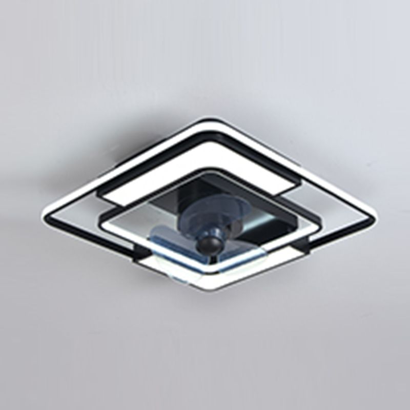 Lámpara de ventilador LED geométrico moderno de 360 grados de semi flush de montaje de montaje con rubor