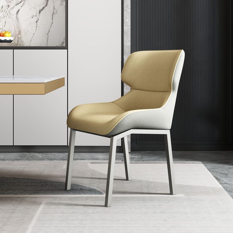 Glam Style Parsons Side Chair Metal Base Indoor Dining Chair