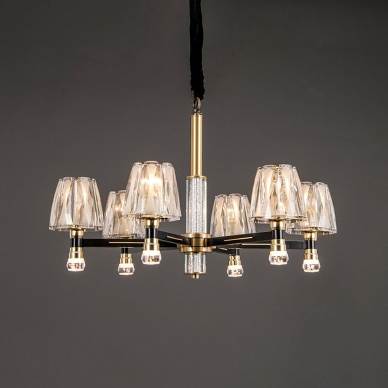Conical Chandelier Light Fixture Traditional Clear Glass Pendant Lighting for Restaurant
