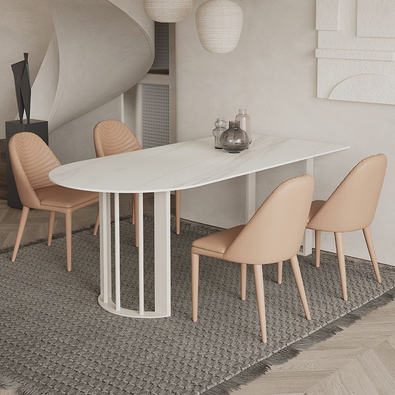 Modern Style Dining Table White Top Sintered Stone Table for Home