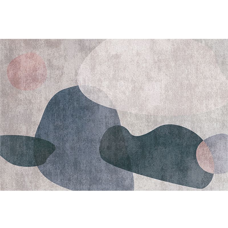 Modern Geometric Pattern Carpet Orange Polyester Area Rug Anti-Slip Easy Care Rug for Home Decor