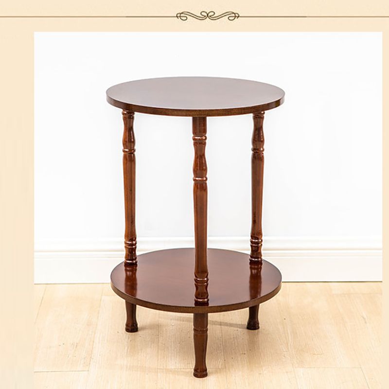 Traditional Living Room Double Tier Round with Shelf 3 Legs End Table