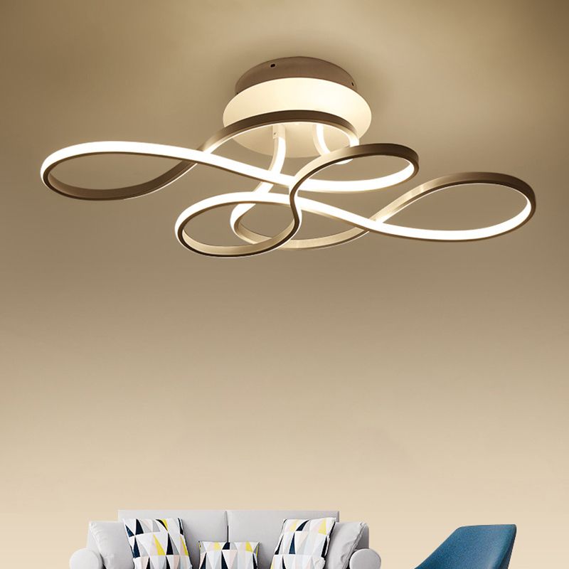 Twisting Living Room Ceiling Mounted Light Acrylic Minimalist LED Semi Flush Mount