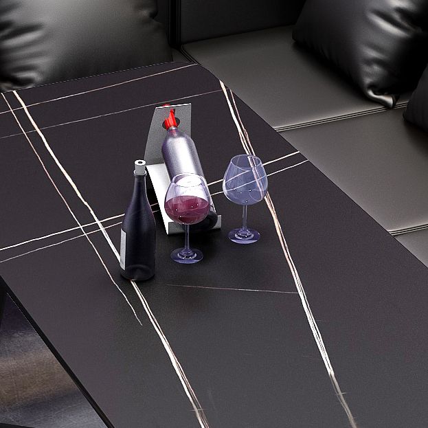 Industrialstil Sintered Stone Dinner Room Küche Schwarzer Tisch mit Metallbasis