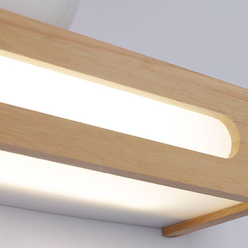 Modern Minimalist Style Rectangle Vanity Wall Light Fixtures Wood Vanity Lights