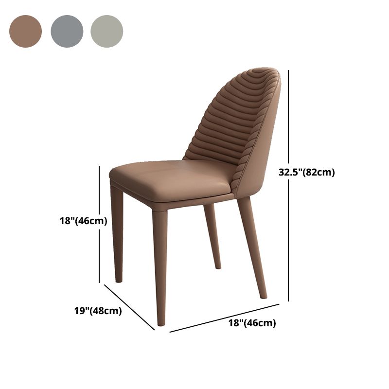 Glam Dining Room Side Chairs Faux Leather Metal Base Armless Chairs