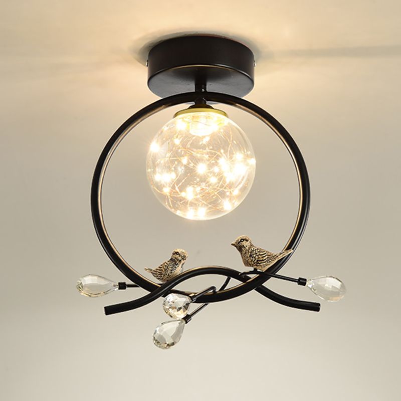 New Modern Clear Glass Flush Light Fixtures Corridor Spherical Flush Mount with Shape