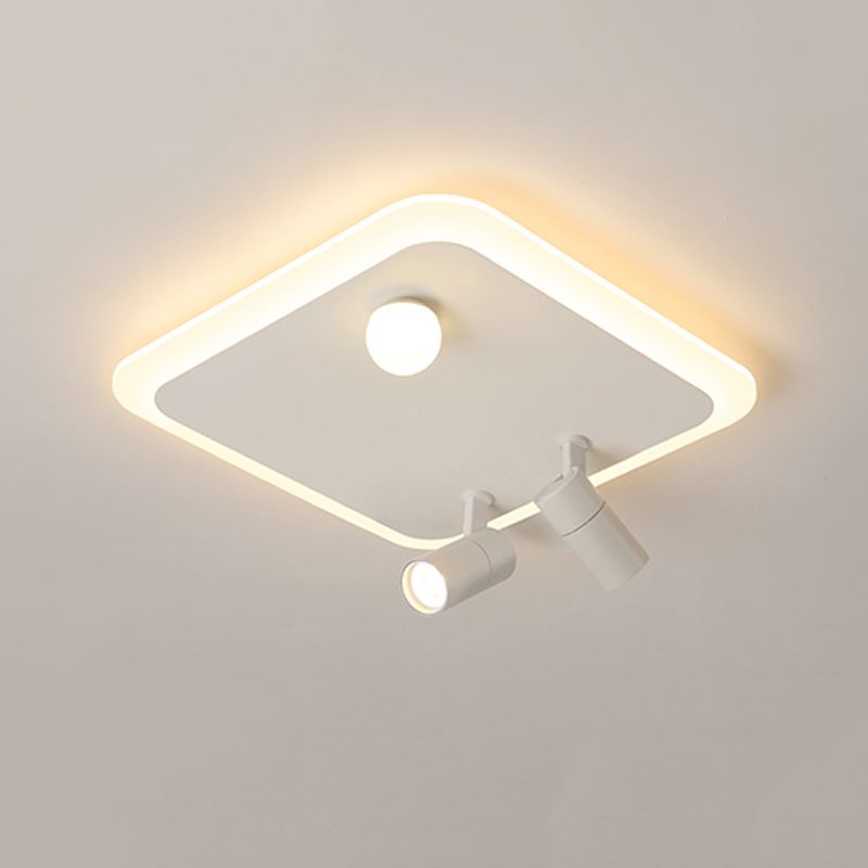 White Flush Mount Ceiling Light LED Ceiling Lamp Fixture with Spotlights for Bedroom