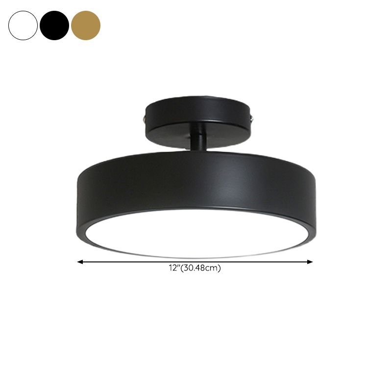 Contemporary Ceiling Light Fixture Drum Metal Semi Flush Mount for Corridor