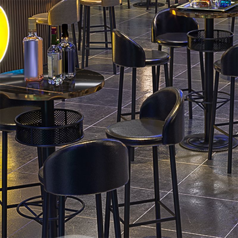 Industrial Bar Table Black Wood Bar Dining Table with Storage