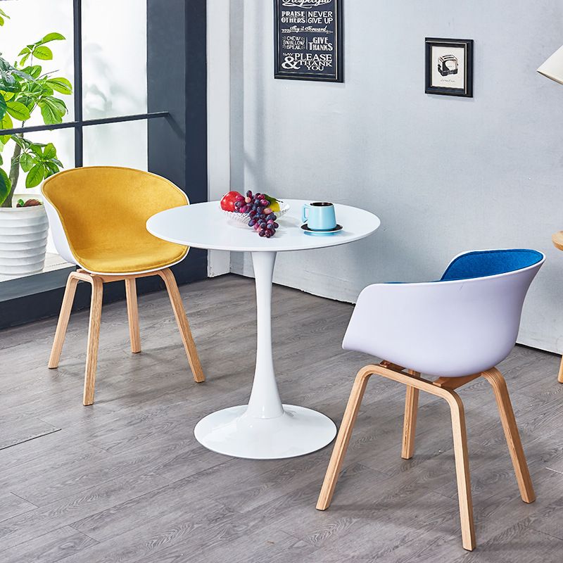 Fauteuil de salle à manger à dossier solide blanc moderne, fauteuil de cuisine en bois