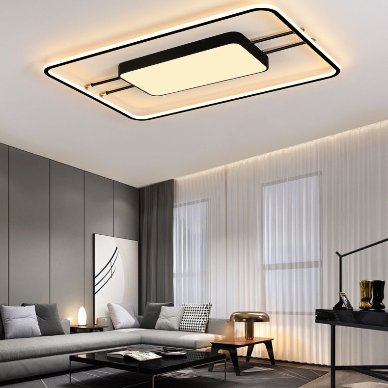 Moderne rechteckige LED-Unterputzleuchte aus Metall für das Wohnzimmer mit Acrylschirm