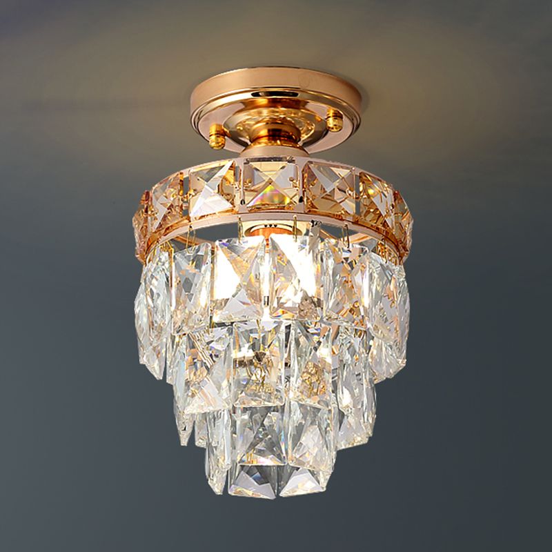 Modern Simple Crystal Ceiling Light Cylinder Shape Ceiling Lamp for Bedroom