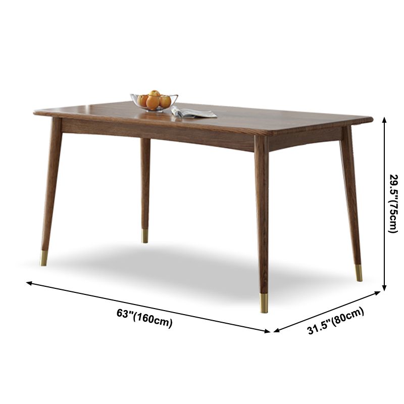 Contemporary Standard Brown Dining Table Solid Wood Rectangle Dining Table for Kitchen