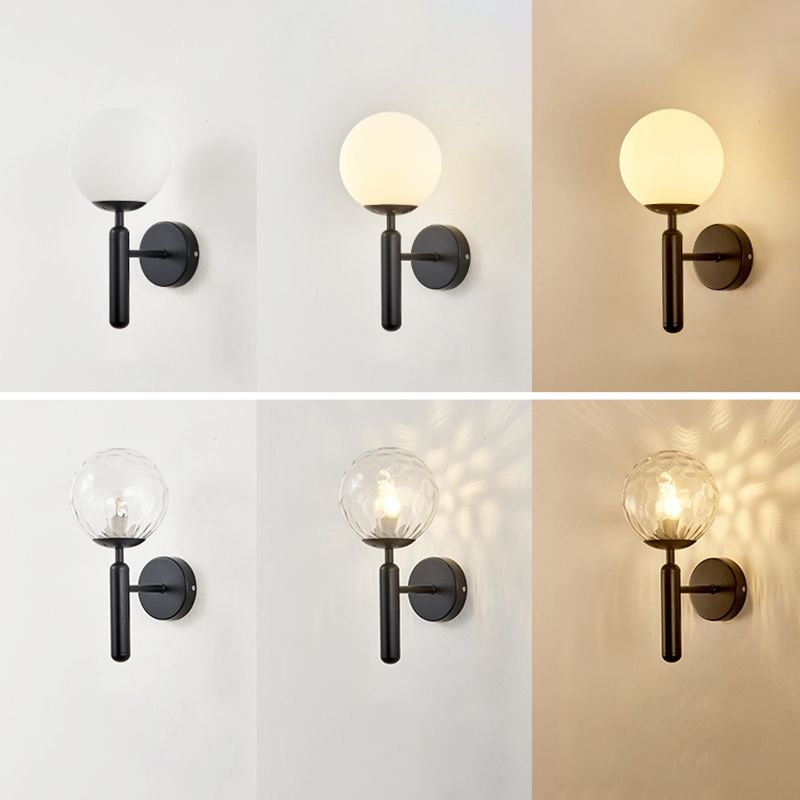 1-Licht-Glas-Globus-Wandlampe 12,5 Zoll Höhe Nordischer Metallleuchten für Treppenhaus