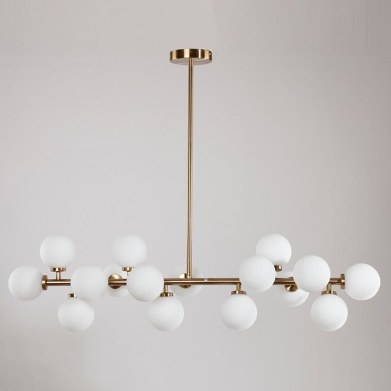 Opal Glass Bubbles Island Lighting Minimalistic Gold Suspension Lamp for Dining Room