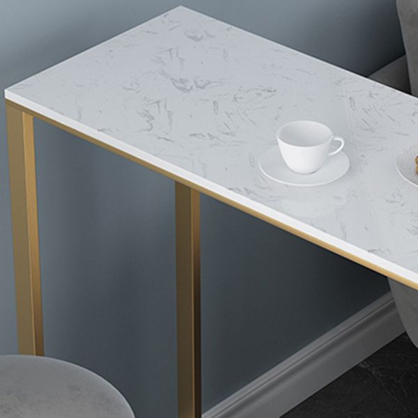 Rectangle Pub Table Bar Height Glam Bar Table with Stone Top