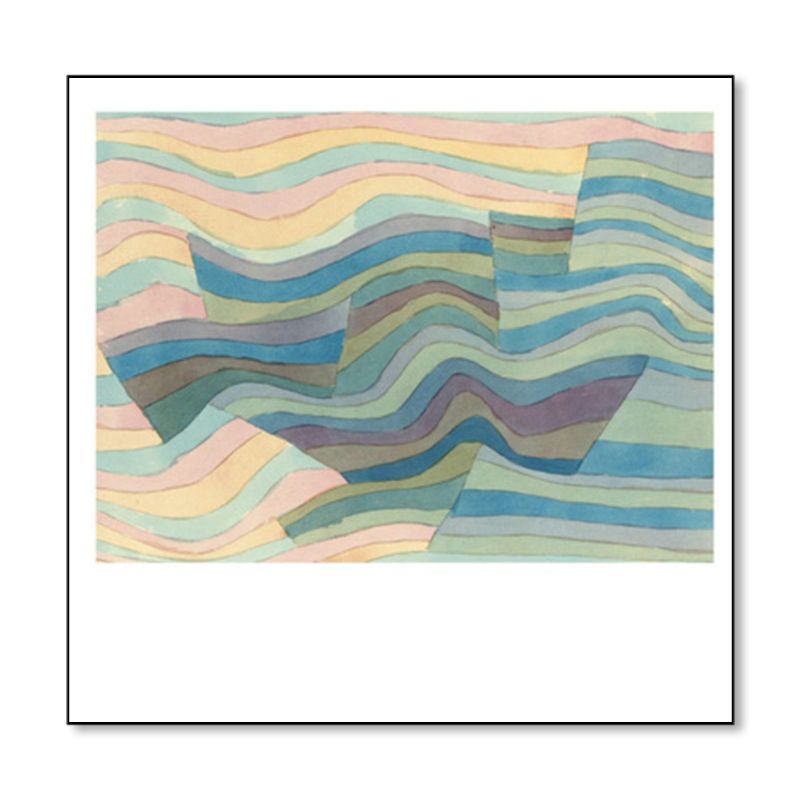 Lapped Geometry Canvas Print Textured Modern Art Style Bedroom Wall Decor in Soft Color
